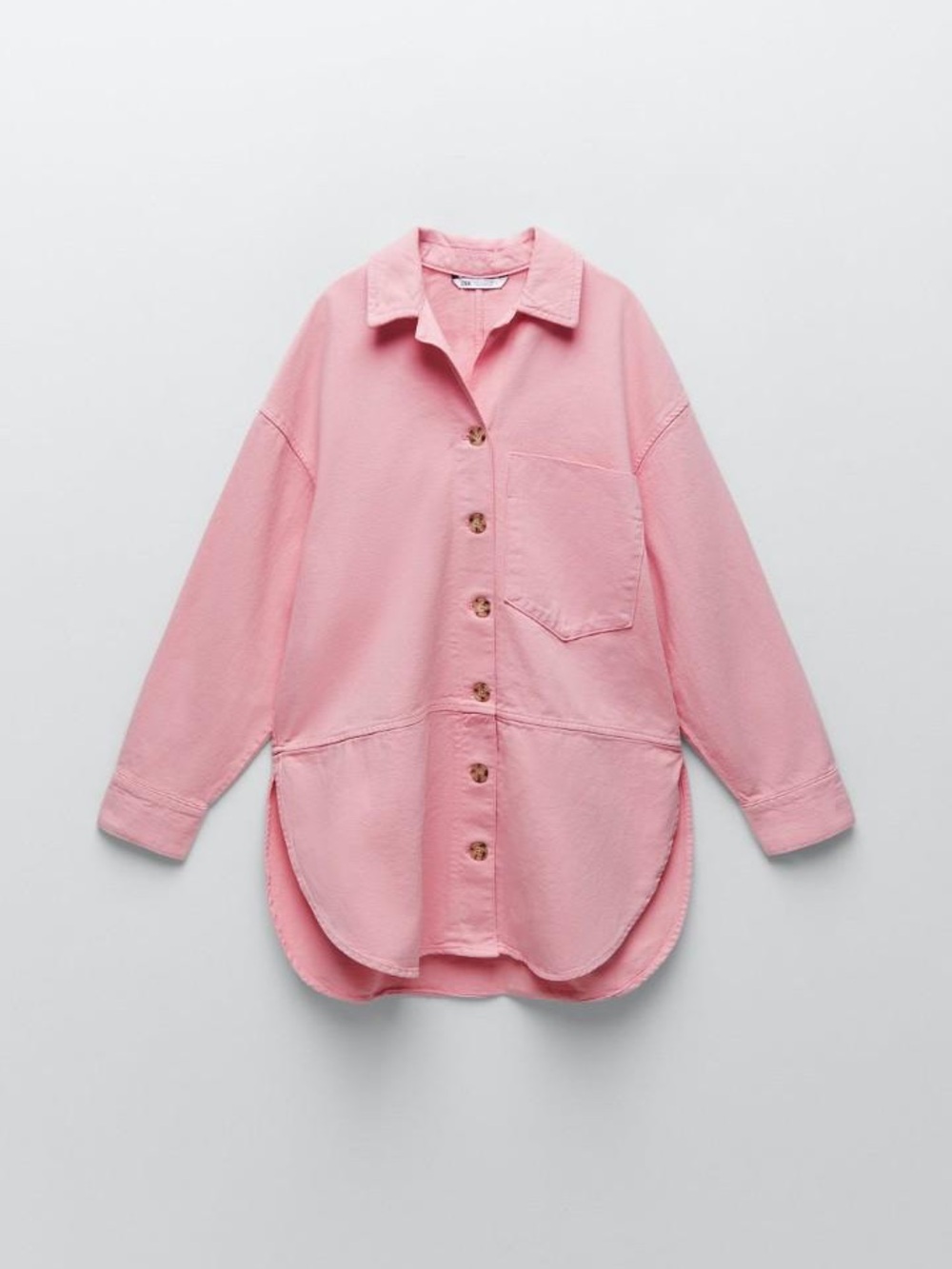 Cotton Zara Pink Oversized Button-Up Jacket